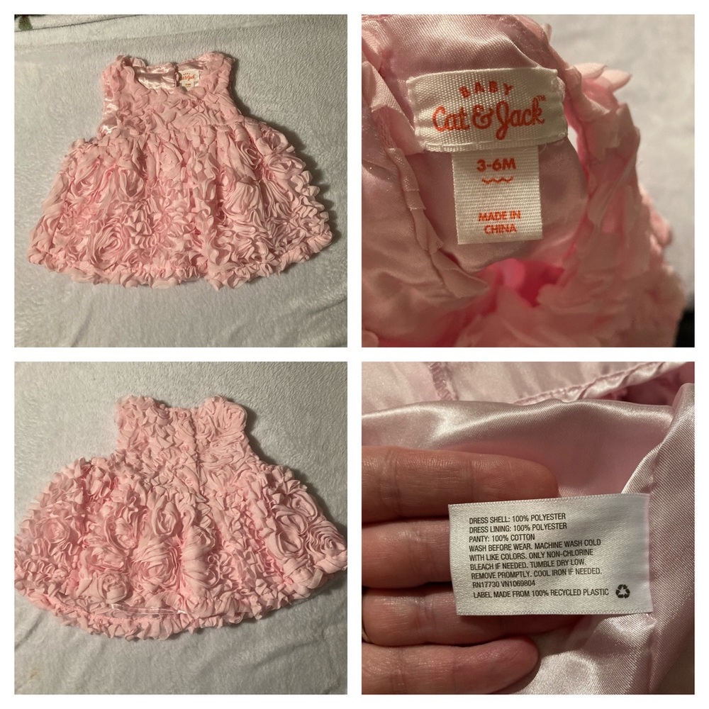 Baby Cat & Jack 3-6 months Beautiful Pink Rose Petal Dress